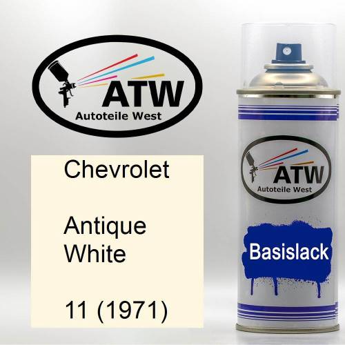 Chevrolet, Antique White, 11 (1971): 400ml Sprühdose, von ATW Autoteile West.